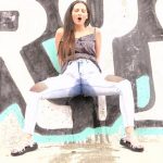 Nicolette –  Emptied   bladder through her jeans